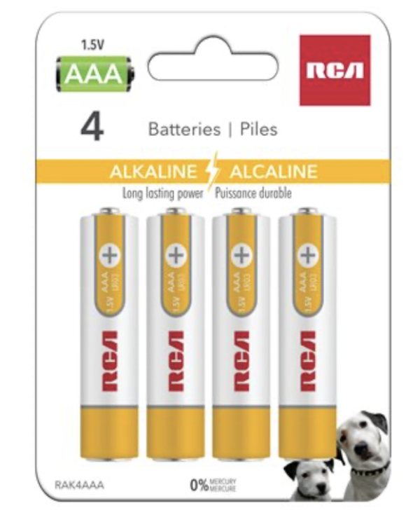 RCA Alkaline “AAA” Batteries ~ 4/pack